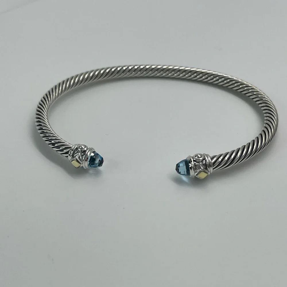 David Yurman Renaissance Blue Topaz Bracelet with 18K Yellow Gold - Picture 9 of 15